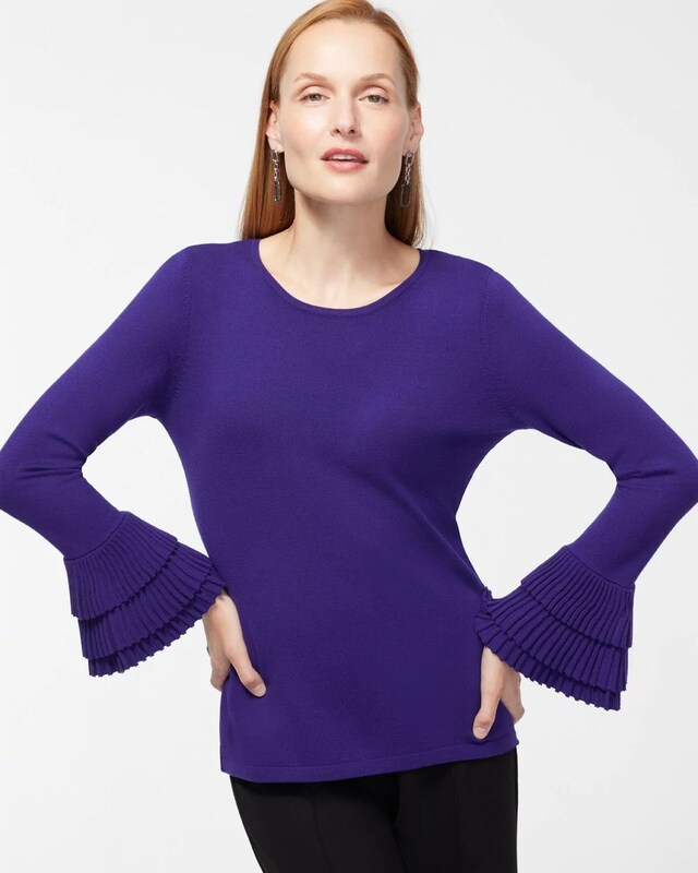 Pleat Cuff Pullover Sweater - image 1